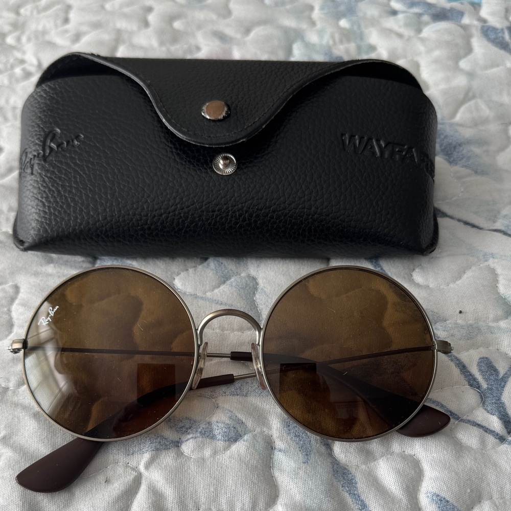 Ray-Ban Silver Frame Sunglasses with Brown Lenses